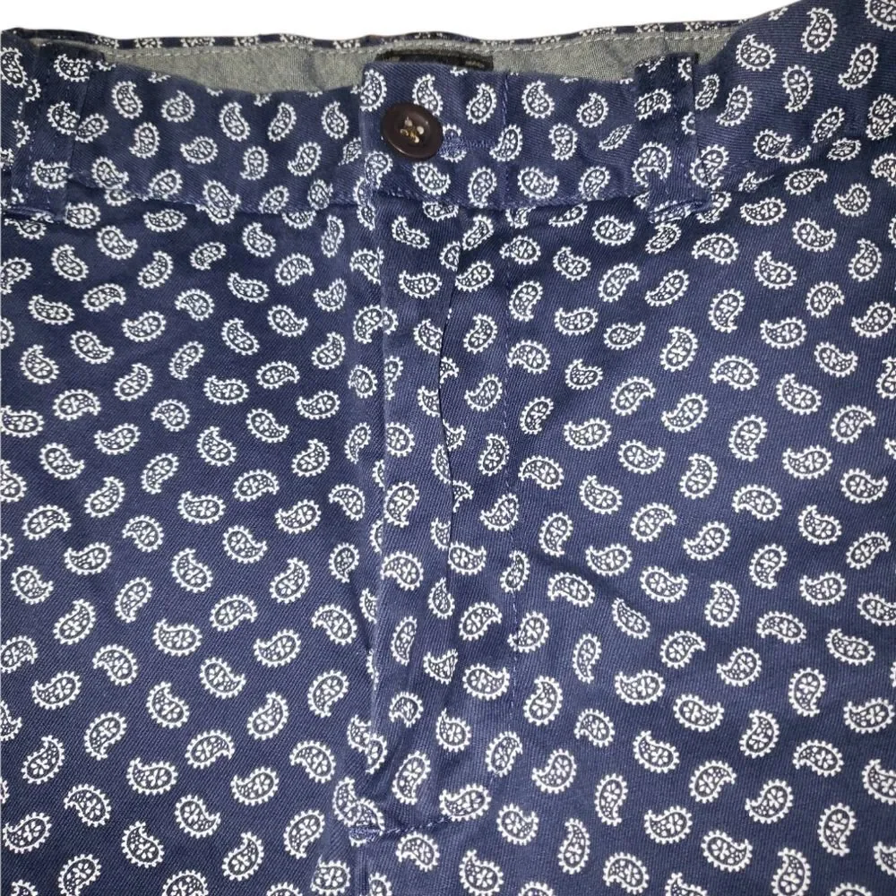 J. CREW Mens Paisley Stretch Cotton Shorts In Deep Baltic 33 style h7386